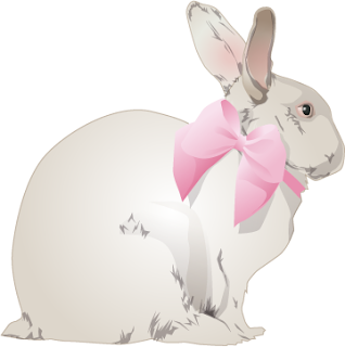 Beautiful rabbit sitting with pink cloth free religious Easter clip arts pictures download
