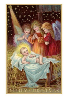 Christmas Angels at just born Jesus hot image