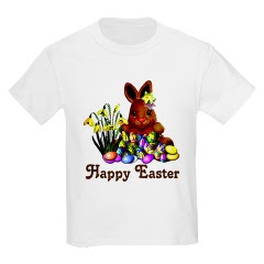 Easter 2009 gift T-shirt(Top or tee) with Easter eggs, Chocolate bunny rabbit, and colorful Easter eggs, and Happy Easter quotation words line hot image