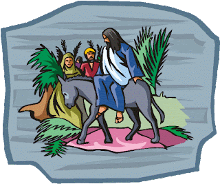 Palm Sunday 2009 Jesus Christ coming(entering) into Jerusalem on donkey(ass) drawing art with children and women hot hq(hd) wallpaper
