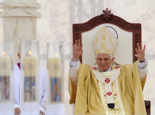 Pope Benedict XVI message the courage of conviction, born of personal faith, not mere social convention or family tradition at the Amman stadium photo