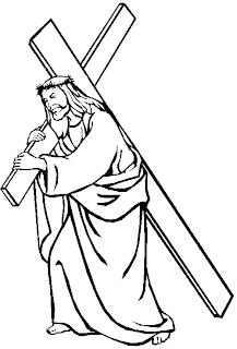 Jesus Christ carrying Cross coloring page for children(kids) picture