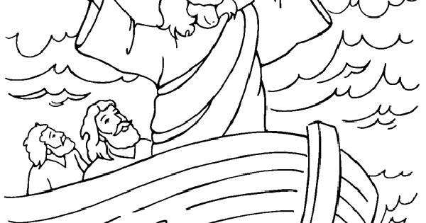 Jesus calms the sea storm coloring page and story for children