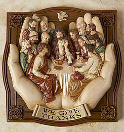 Beautiful Last Supper Plaque Hands enfolding with Jesus and Twelve Apostles clipart(clip art) picture