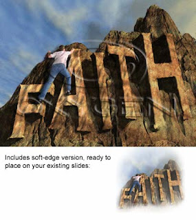 Faith letters as hills(mountains) with man trekking on the letters beautiful christian nature image