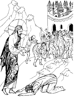 Jesus Christ sketch of Miracle when he healing the Leper man religious Christian drawing art picture
