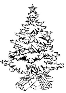 coloring page of Christmas tree and Gifts religious Christian sketches free downloads