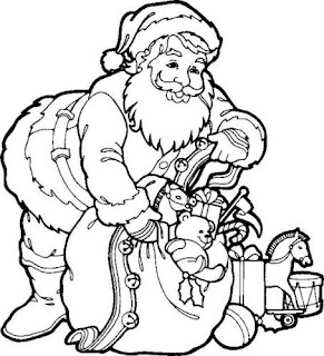 Santa Cluas with gifts coloring page on Christmas day for kids hd(hq) Christmas Christian bible wallpaper