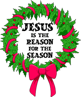 Decorate and designed wreath with Jesus is the reason for the season letters Christmas Christian free image and coloring pages download