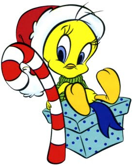 Looney toons cartoon Character Tweety in Santa dress looking cute Christmas clip art picture free Christmas Christian religious photos and coloring pages of Jesus free download