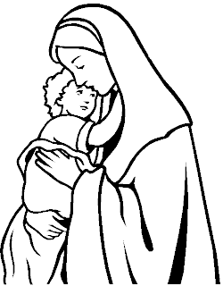 Baby Jesus in the hands of virgin Mary coloring page download for children to draw colors free religious images and photos