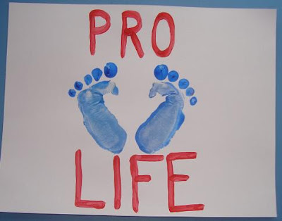 Blue Footprint Pro Life sign
