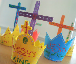 Display of finished foam crowns and crosses
