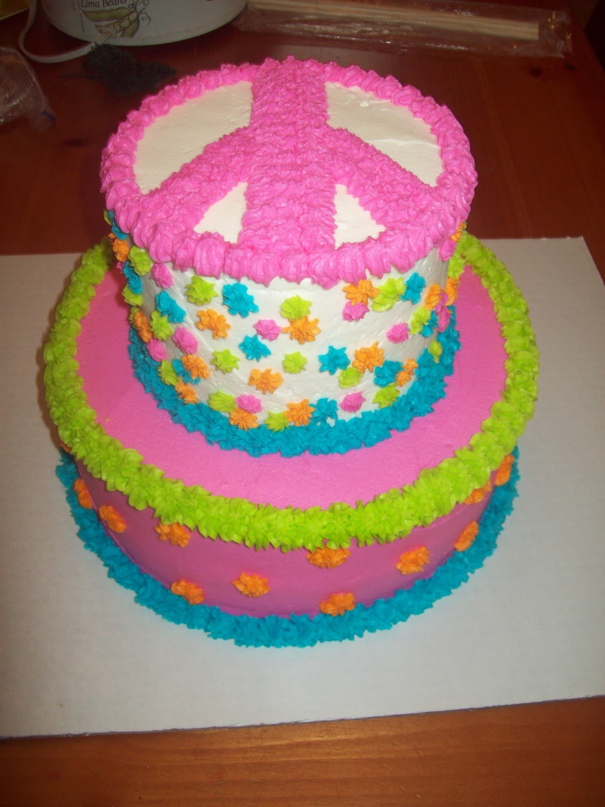Kara's Cakes and Cupcakes Two tiered Peace Out Cakes!!!