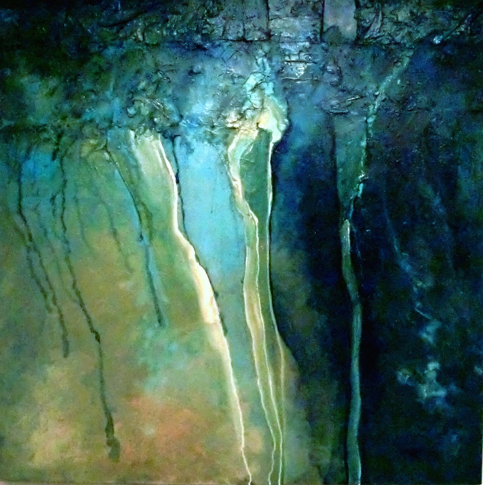 Daily Painters Abstract Gallery "BREAKWATER" textured marine abstract