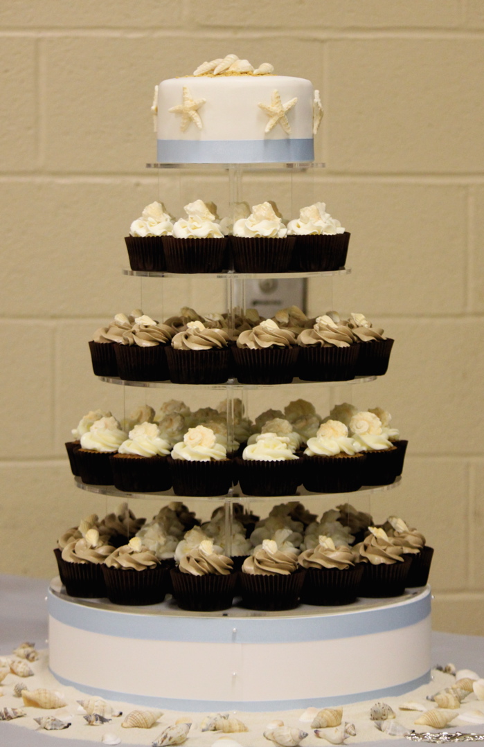 Beach Theme Wedding Cupcake Tower The Couture Cakery