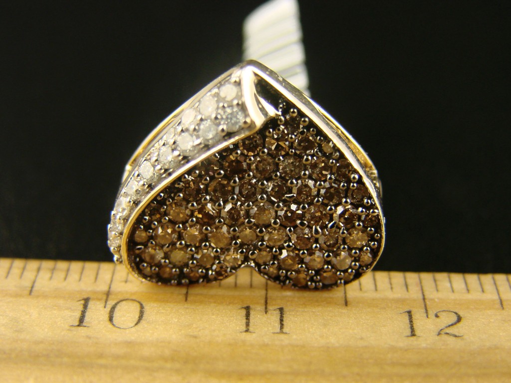 new_york_jewels 10K LADIES CHOCOLATE DIAMOND HEART LOVE PENDANT 1.0 CT