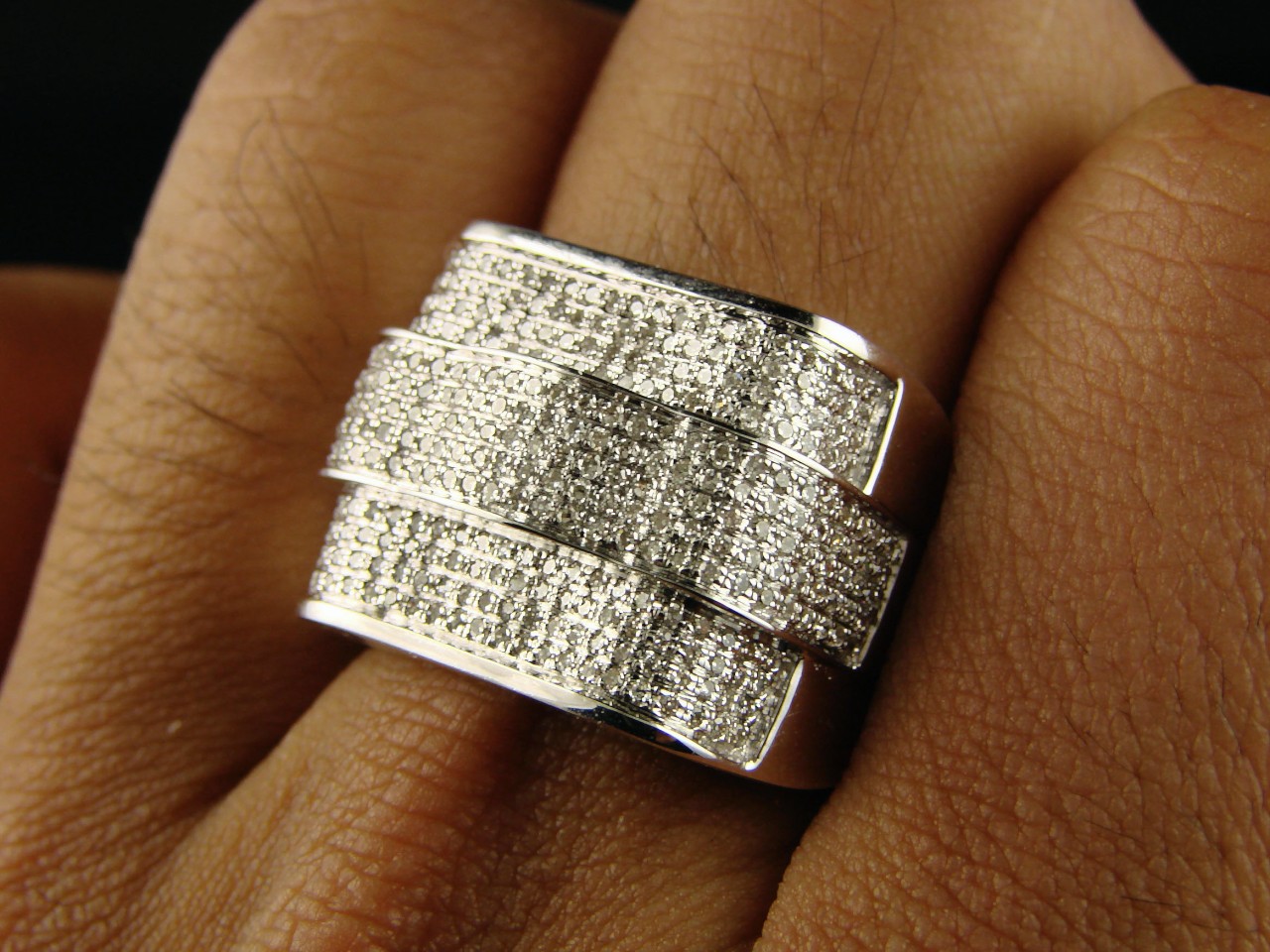 new_york_jewels MENS WHITE GOLD GENUINE DIAMOND PINKY XXL RING 1.50 CT
