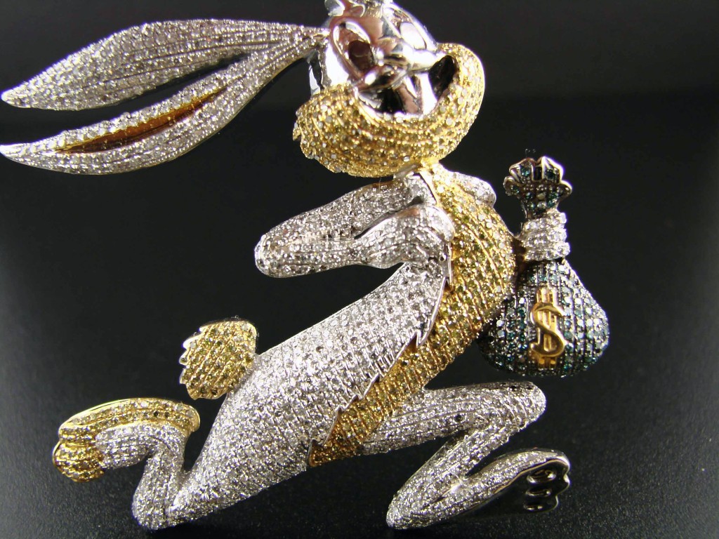 diamond bunny bugs cartoon pendant charm york 10k jewels ct
