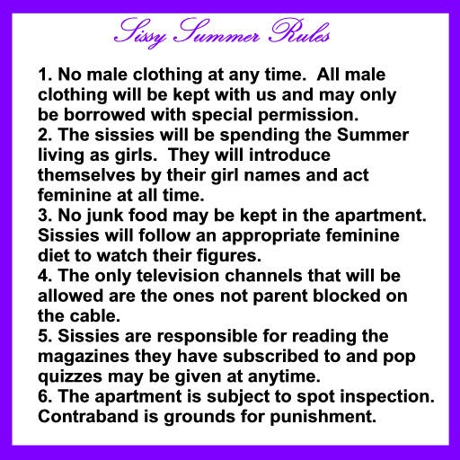 Proper Care of Our Sissy Sissy Rules