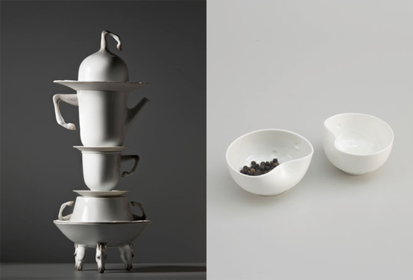 Bodo Sperlein - lladro equus set and white sculptural pinch bowls 