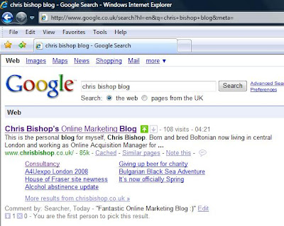 Google SearchWiki for Chris Bishop