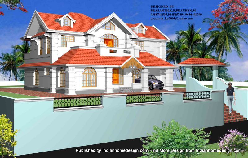 கேரளாமானிலத்தின் வீட்டின் அழகுப்படங்கள். Kerala+Style+house+3D+plans+with+photos+2