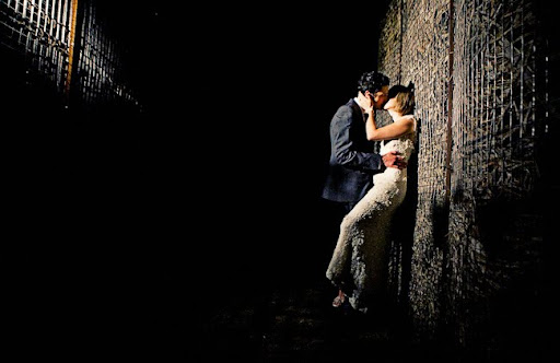 wedding couple nighttime