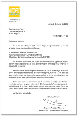 carta de pedido
