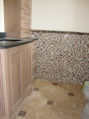 Glass and marble mosaic wainscot