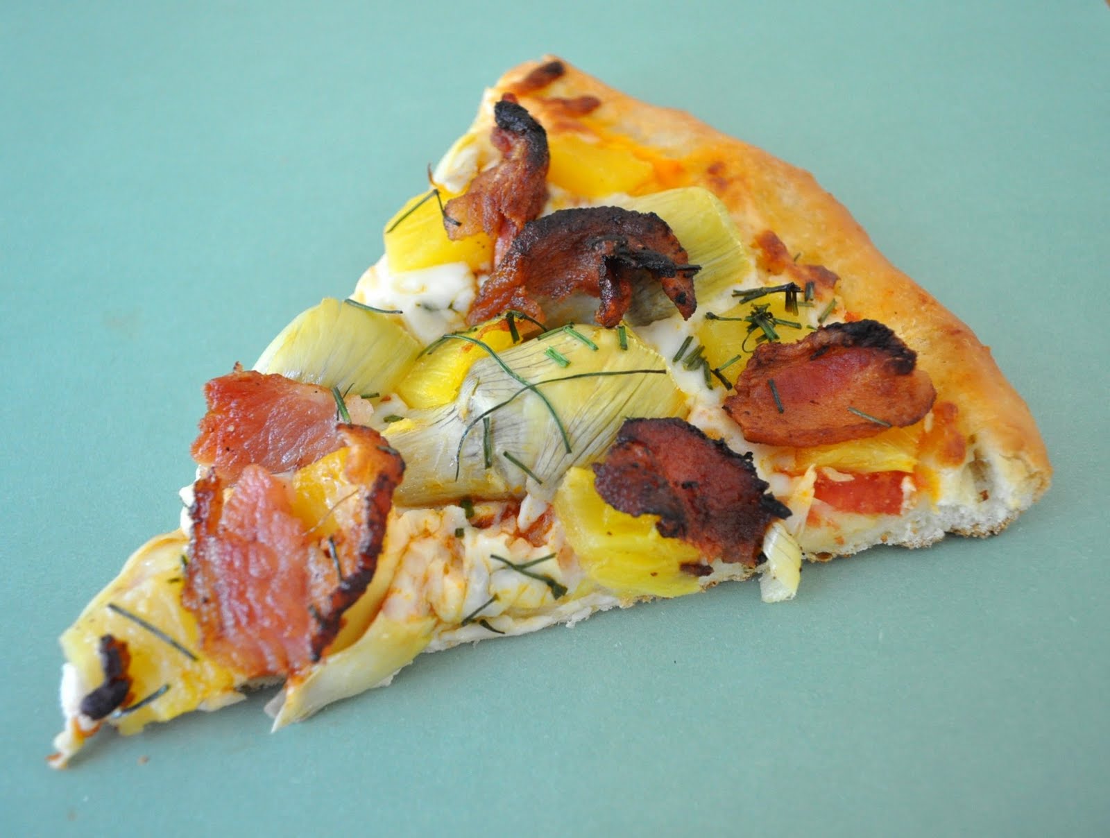 Freeing My Martha Bacon and Artichoke Heart Pizza with Pineapple