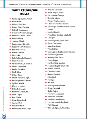 Yeniyalı Fahri Korutürk İ.Ö.O İNGİLİZCE SINIFIM :): 8. sınıf 1. ünite