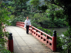 Jean on red bridge
