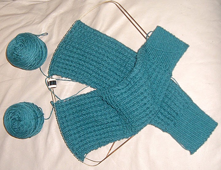 Knifty Red Knitting with 2 Circular Needles