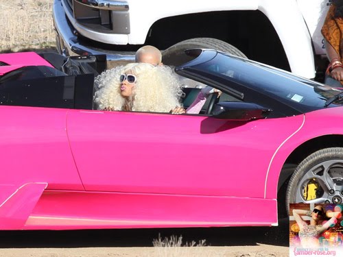  the Pink lambo she rented to be used in the Massive Attack video