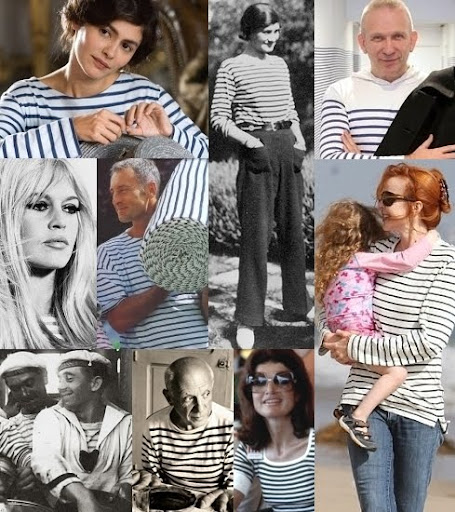 French Breton Striped Sailor Shirts worn by Coco Chanel and other celebrities