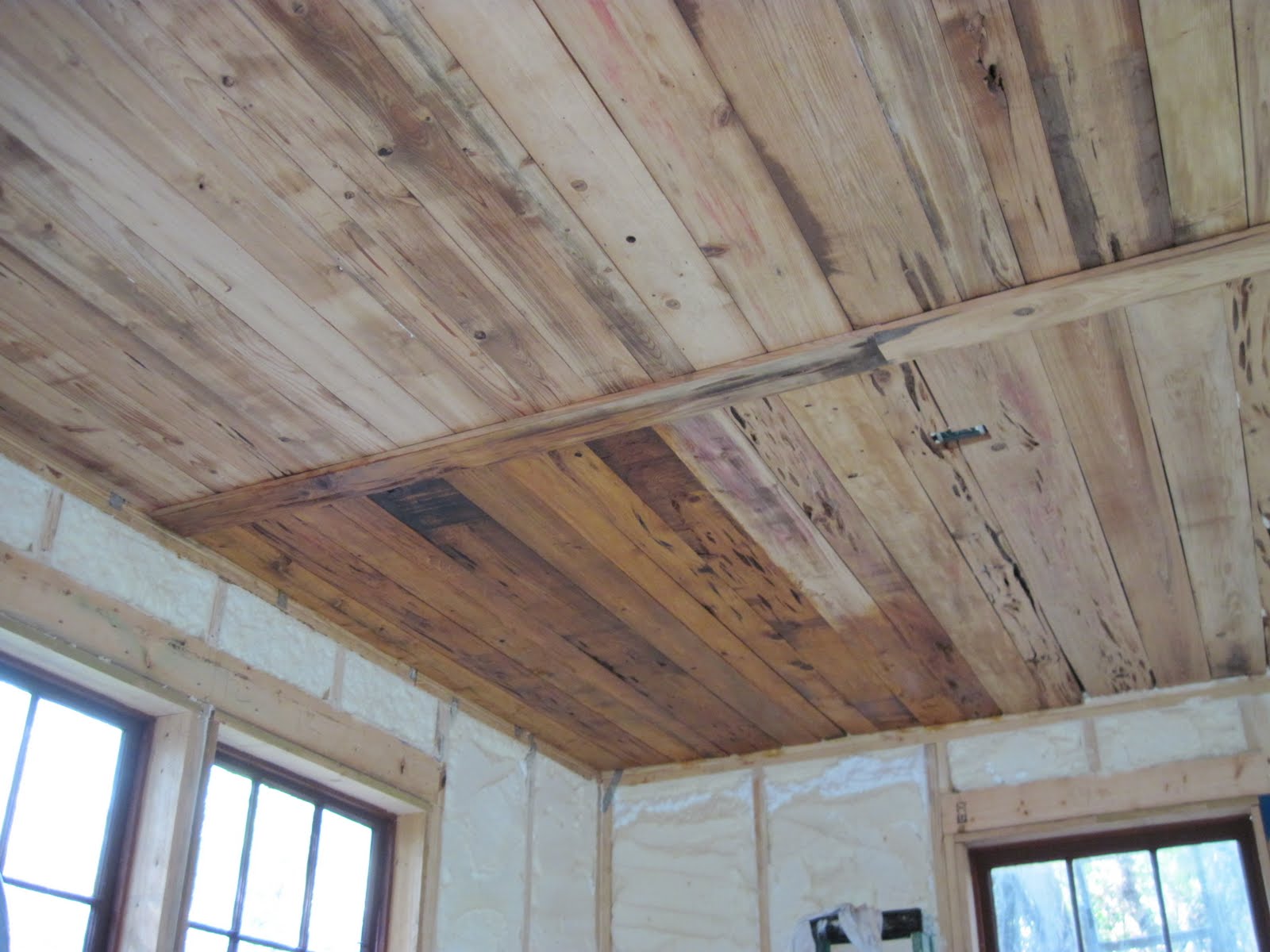 Shellac and Pecky Cypress Ceiling Historic Shed
