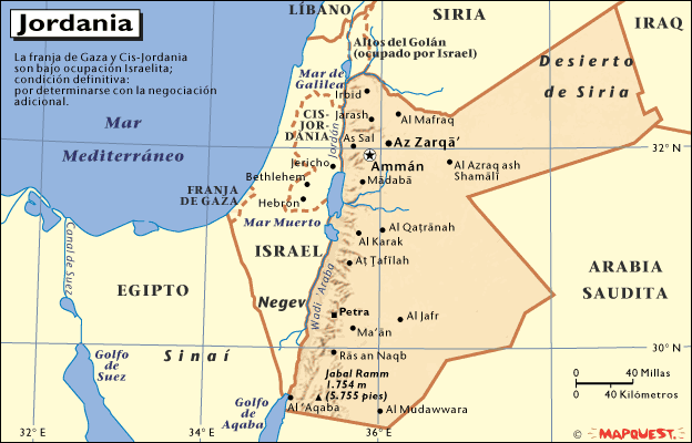 Mapa Jordania