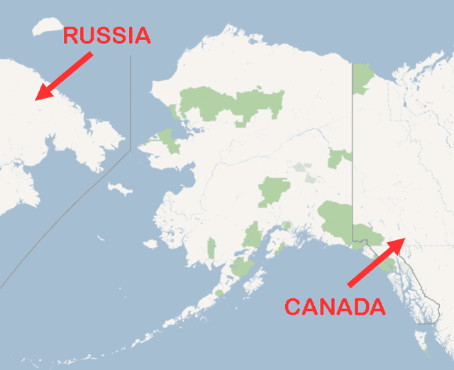 Bouquets of Gray Ahem, America, Alaska is close to two countries