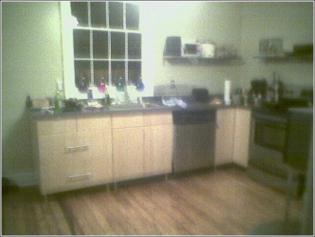 our kitchen, captured by a cell phone camera, august 2005