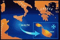 a map of Malta's location in the Mediterranean Ocean