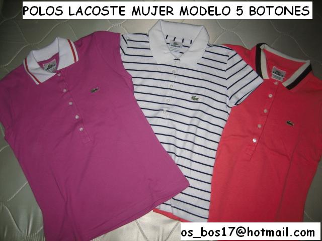 POLOS LACOSTE MUJER CON 5 BOTONES - ESTE MODELO SE AMOLDA AL CUERPO DE LA MUJER