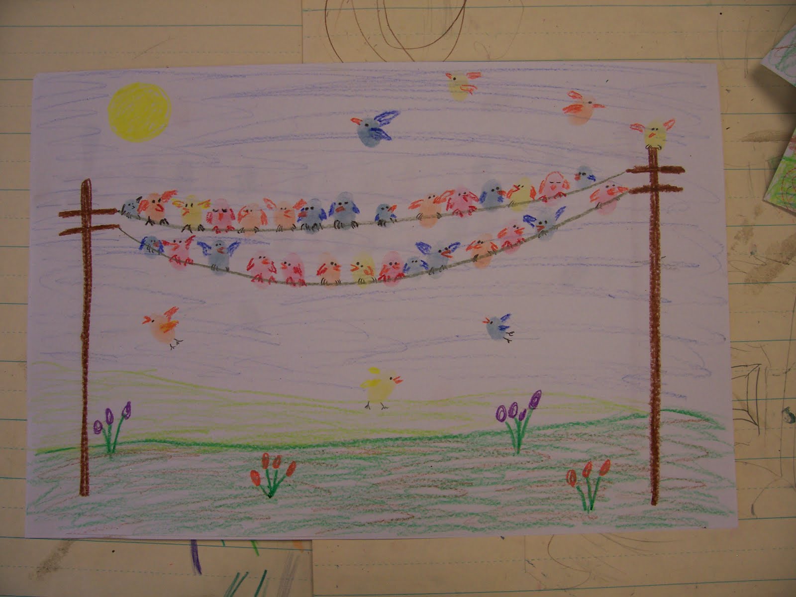 Mrs. er's Art Class Birds on a wire