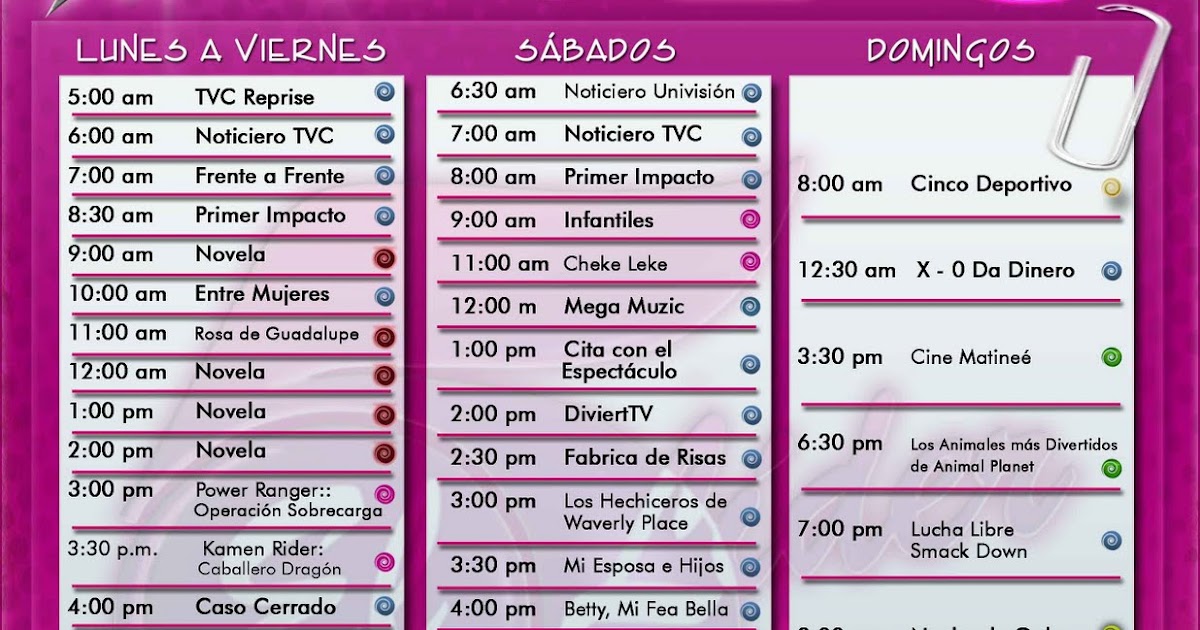 Programación TVC CANAL 5