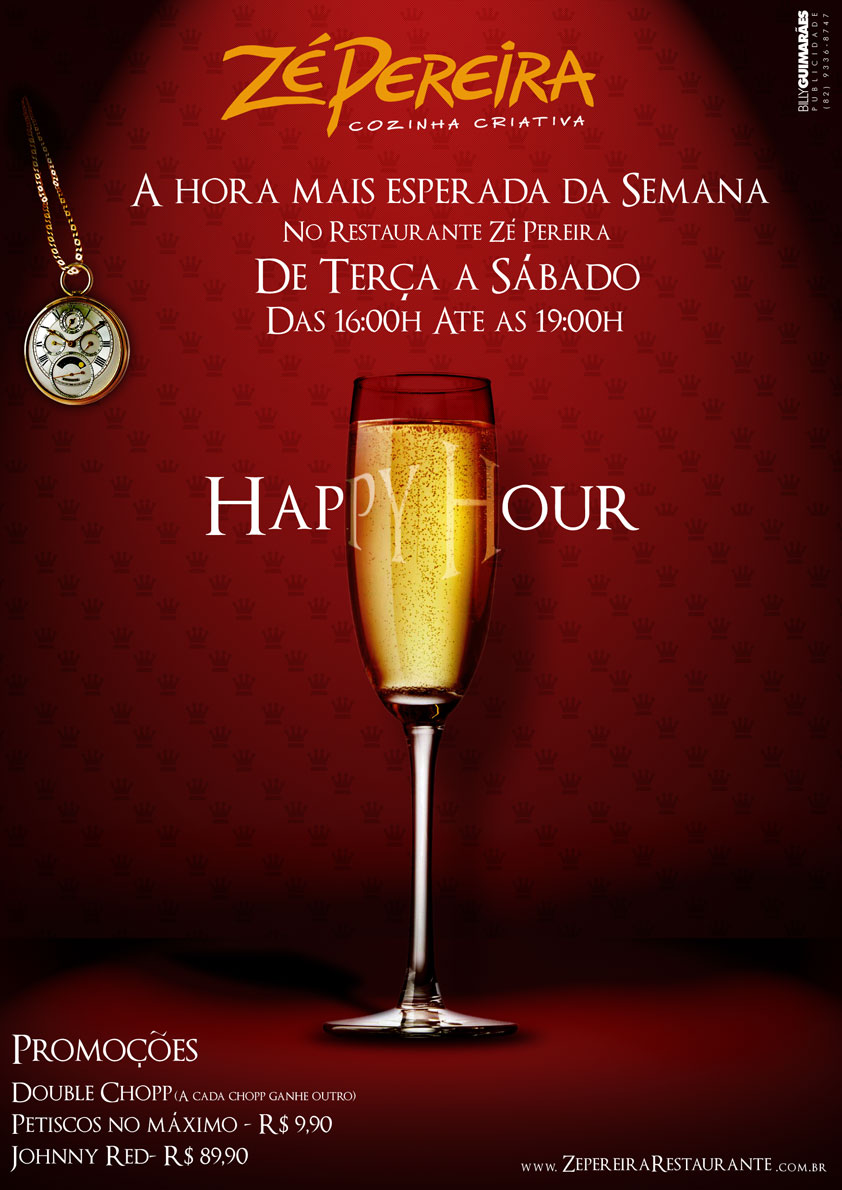 Imagem Conceito Cartaz Para campanha "Happyhour" do Restaurante Zé
