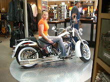 Jen checking out a bike at the dealer in Jackson