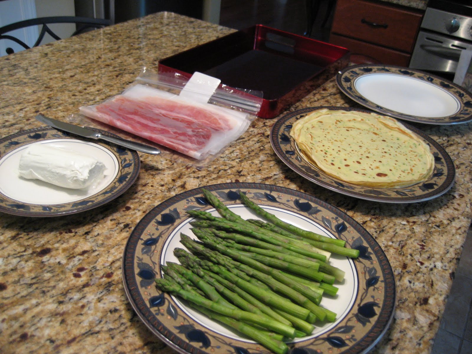 Mission Food Crêpes with Prosciutto, Goat Cheese, Asparagus and Vodka