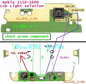 حل جديد مشكلة مايك نوكيا 1110،1600،6030- 100٪ 1110-1600+LCD+Light+problem