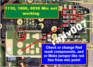 حل جديد مشكلة مايك نوكيا 1110،1600،6030- 100٪ 1600+mic