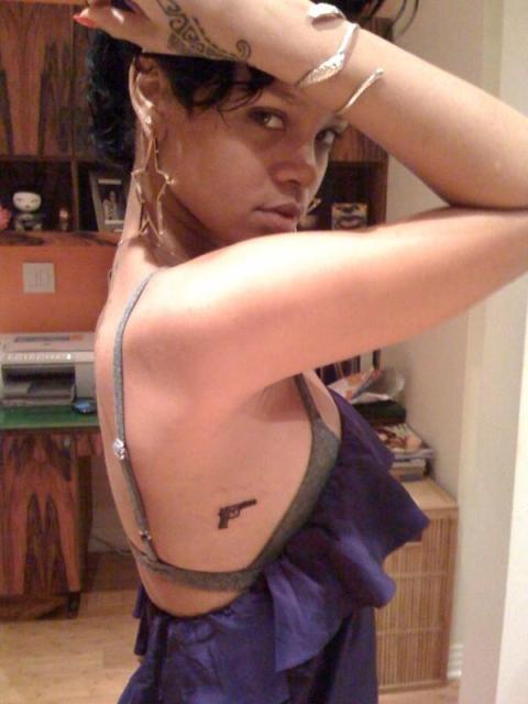 Celebrity Tattoo Design: Adriana Lima Ankle Foot Tattoo Small Gun tattoos